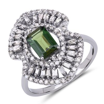 925 Tourmaline & Diamond Ring. QJ8422/44-OST 
This stunning .925 sterling silver statement ring 