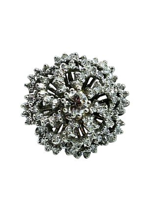 14K Pinwheel Diamond Cluster Cocktail Ring. S/7-KSS 
This dazzling 14K white gold cocktail ring 