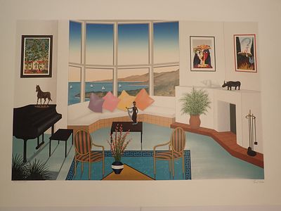 Fanch Ledan Serigraph on Paper Signed. BAT0126/13-MSSS 
Description: Interior with Picasso 