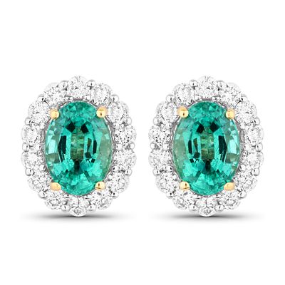 2.05 CT Zambian Emerald and Diamond Earrings. QJ8423/111MNEA 
These exquisite stud earrings 