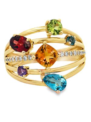 Multi Gemstone & Diamond Ring. CJI4693/13-KLN 
This vibrant 14K Gold ring features a 