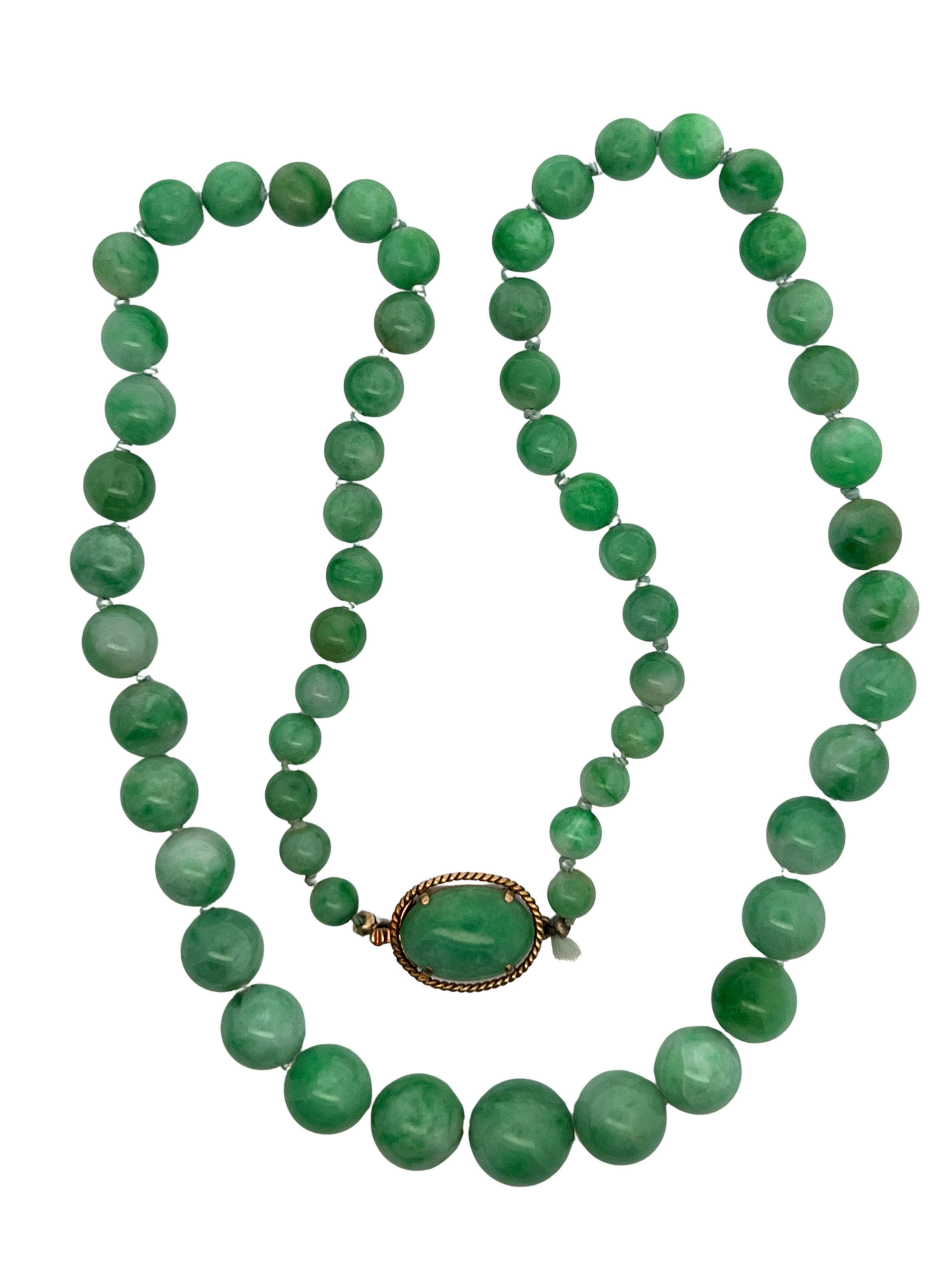 5.5-11mm Hand-knotted Jadeite Jade Bead Necklace 20"