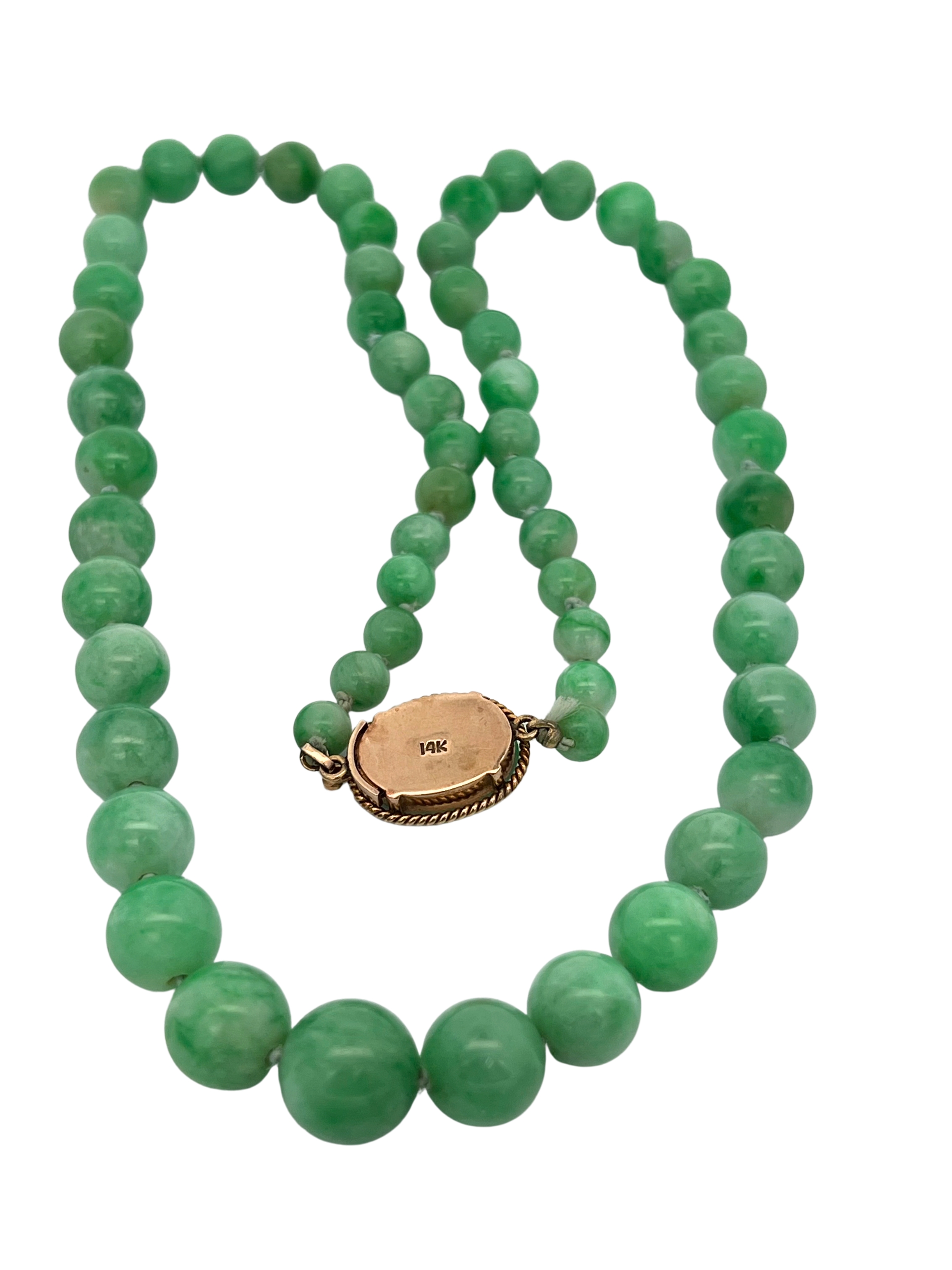 5.5-11mm Hand-knotted Jadeite Jade Bead Necklace 20"