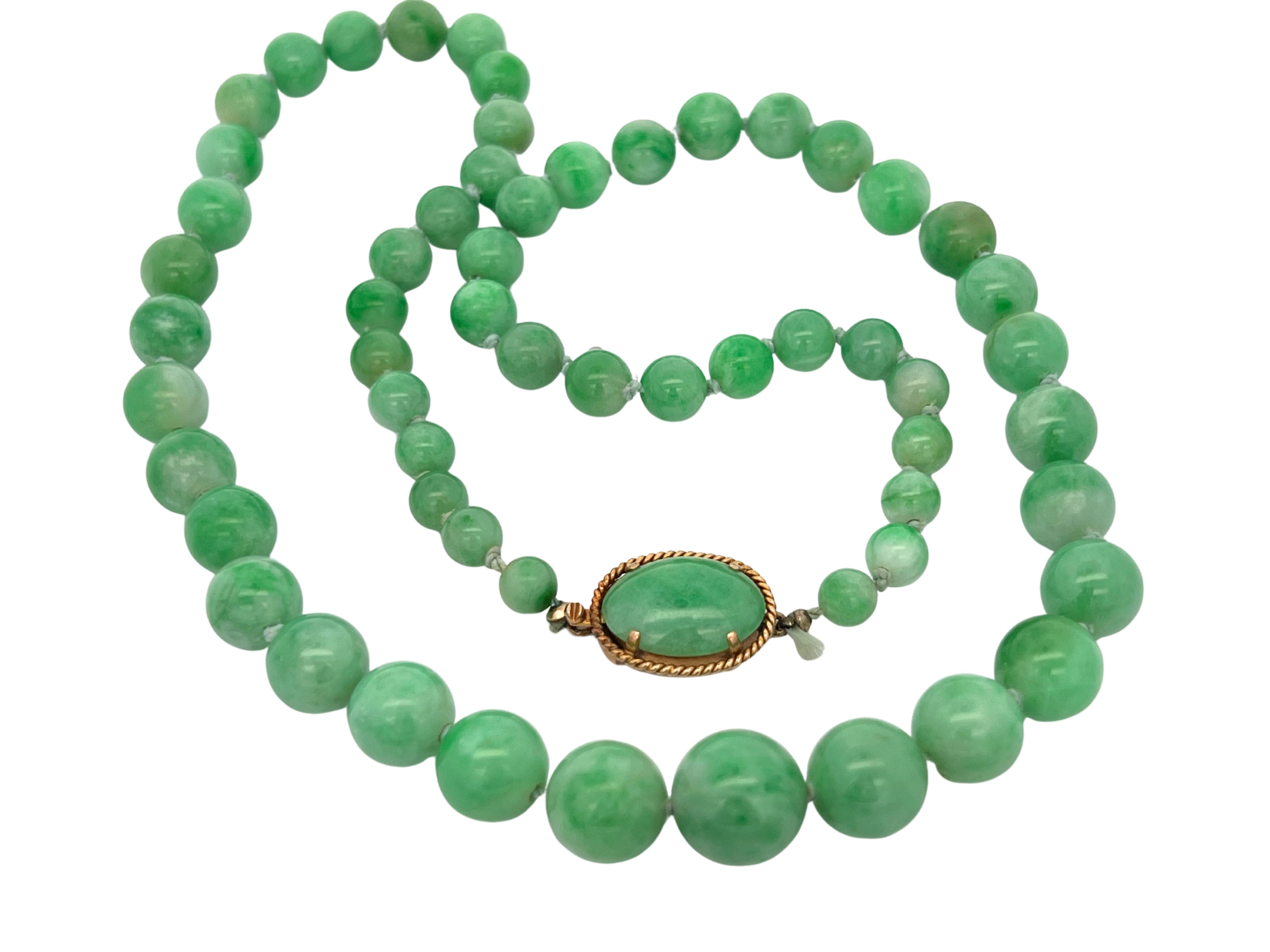 5.5-11mm Hand-knotted Jadeite Jade Bead Necklace 20"
