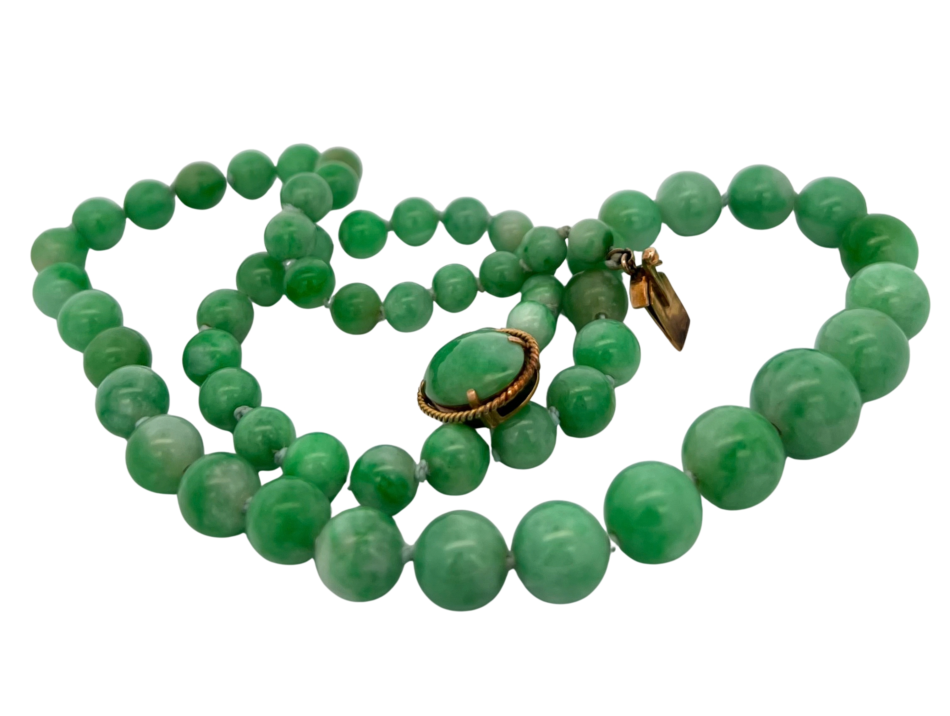 5.5-11mm Hand-knotted Jadeite Jade Bead Necklace 20"