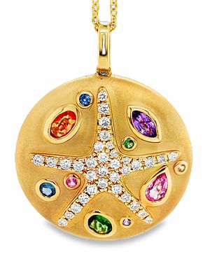 EFFI Multi Color Sapphire & Diamond Starfish Pendant on Chain. DTI0014/3-MSKK 
From the 