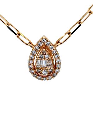 Teardrop Diamond Necklace. MCE04B/27-TSS 
This elegant pear-shaped diamond pendant is crafted in 