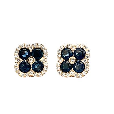 Sapphire and Diamond Quatrefoil Earrings. MCE04B/19-YAY 
Embody timeless grace with these 
