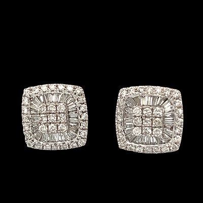 White Gold Diamond Cluster Earrings. MCE04B/41-LYS 
Exquisitely crafted in 14k white gold, these 