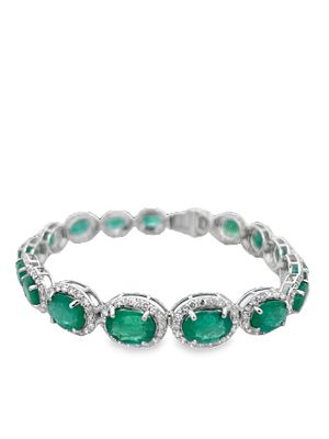 Platinum Emerald & Diamond Bracelet. E7614/1-NKNO 
This platinum bracelet features a series of 