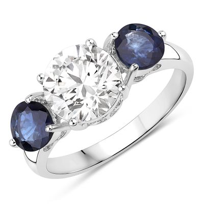 Lab Grown Diamond and Sapphire RIng. QJ8423/48-MNMT 
This extraordinary three-stone ring unites 