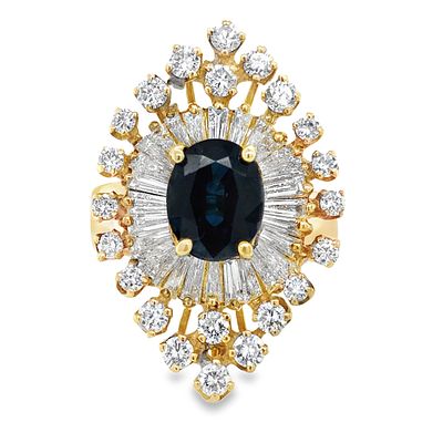 Diamond Accented Sapphire Statement Ring. S/10.0-OKSS 
A truly magnificent and eye-catching 
