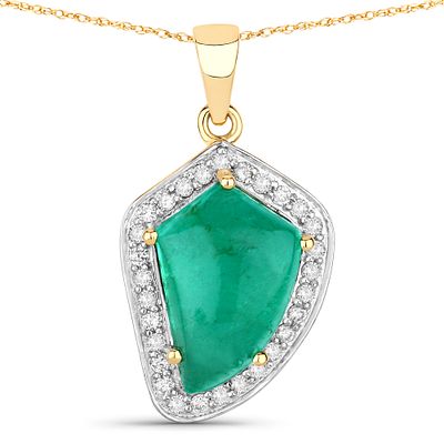 5.23 CT Zambian Emerald and Diamond Pendant. QJ8423/97-OSTT 
A striking departure from 