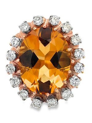 14K Citrine & Diamond Ring. E7614/18-MLYE 
Capturing the radiance of a golden sunset, this 14k 