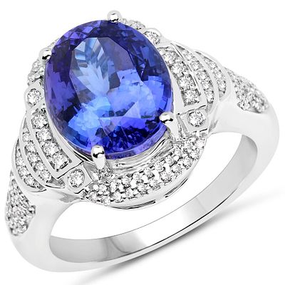 Tanzanite and Diamond Ring. QJ8418/53-OAYN 
This breathtaking 14K white gold ring showcases a 