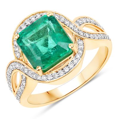 IGI Certified 3.42CT Zambian Emerald and Diamond Ring. QJ8423/37-MKEA 
The intertwining design 