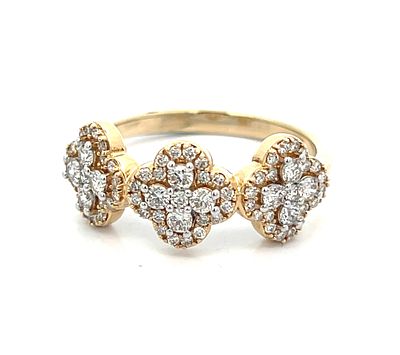 Quatrefoil Diamond Ring. MCE04B/13-TLS 
Exquisitely designed in 14k yellow gold, this statement 