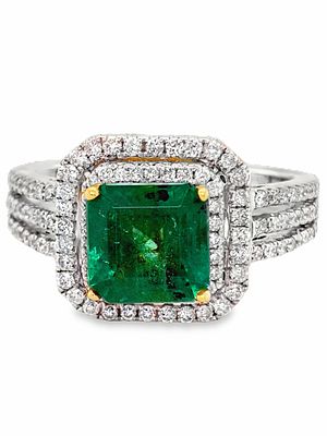 Emerald and Diamond Ring 18kt White Gold. E7750/15-OEOY 
Exquisitely crafted in 18k white gold 