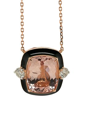 Morganite & Diamond Pendant Necklace. E7753/6-OEKS 
This Morganite &amp; Diamond Pendant 