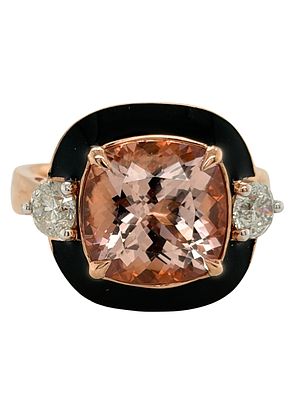 Morganite & Diamond Ring. E7753/7-MAYE 
This Morganite &amp; Diamond Ring, exquisitely cast in 