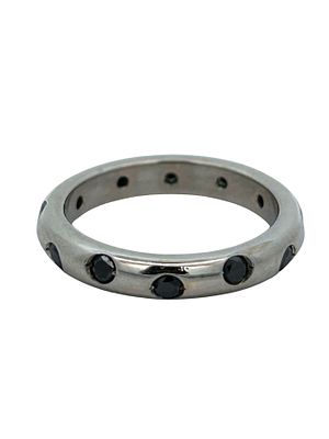 Black Diamond Eternity Band Ring. S/3.49-OYS This sleek and contemporary 10K white gold band is 