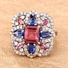 4.52 CT Kyanite Tourmaline and Diamond Ring. QJ8422/32-OAY 
A Collector's Statement Piece! This Image - 1