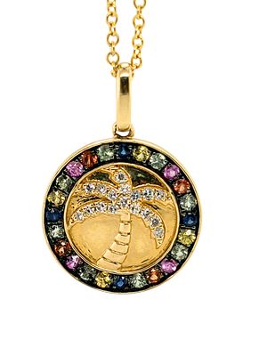 EFFY Sapphire & Diamond Palm tree Pendant on Chain. DTI0014/25-NKK 
14k yellow gold; vibrant 