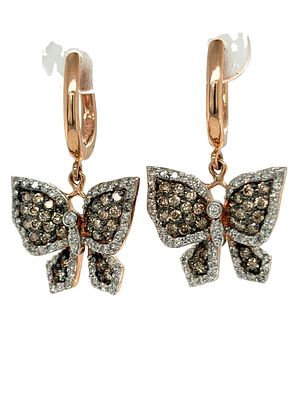EFFY Brown & White Diamond Butterfly Earrings. DTI0014/10-MMEK 
Exuding whimsical charm and 