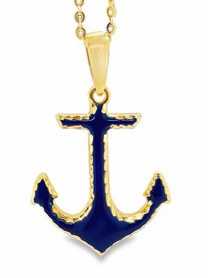 EFFY Blue Enamel Anchor Pendant on Chain. DTI0014/15-ENK 
Set sail with this sophisticated EFFY 