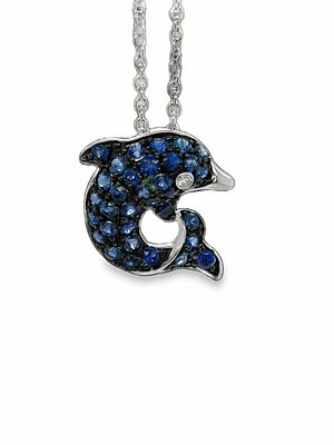 EFFY Sapphire Dolphin Pendant on Chain. DTI0014/6-NKK 
This EFFY dolphin pendant is crafted in 