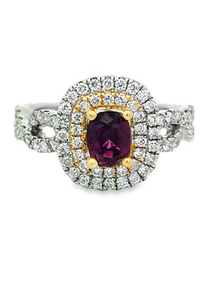 GIA Certified Kashmir Sapphire & Diamond Ring. E7605/11-MLYK 
This magnificent 18k gold ring 