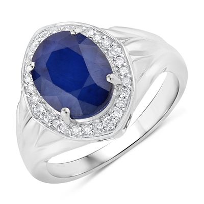 Blue Sapphire and Diamond RIng . QJ8423/24-MMEL 
Timeless elegance meets modern brilliance in 