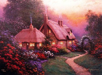 Sergon Giclee on canvas Signed. BAT525/20-MSS Description: Heathers Cottage Artist Name: Sergon 