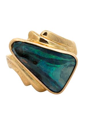 14K Freeform Boulder Opal Ring. S/6.78-YSS This striking 14K yellow gold ring is a testament to 