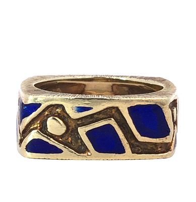 14K Enamel Ring. S/12.3-KYS Bold, artistic, and intellectually styled, this enamel ring is for 