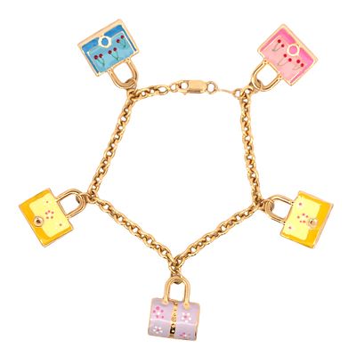 18K Enamel Charm Bracelet by Loto Prezioso. Meaningful and radiant, this Loto Prezioso bracelet 