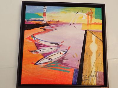Alfred "Alex" Gockel Acrylic and Tar on Canvas Signed. BAT925C/1-OYS Description: Boat 3 Artist 