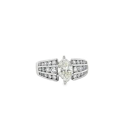 Marquise Cut Diamond Engagement Ring. E7750/27-OOLY 
Exquisitely cast in 14k white gold, this 