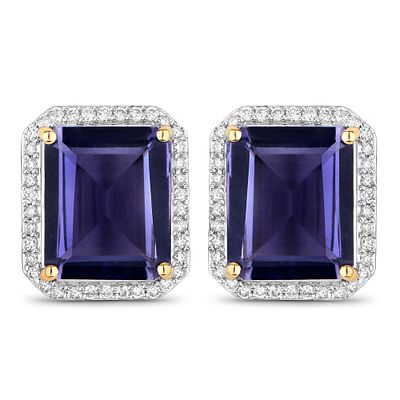 6.82 CT Iolite and Diamond Earrings. QJ8423/118-MMOY 
A beautiful pair of fine jewelry stud 