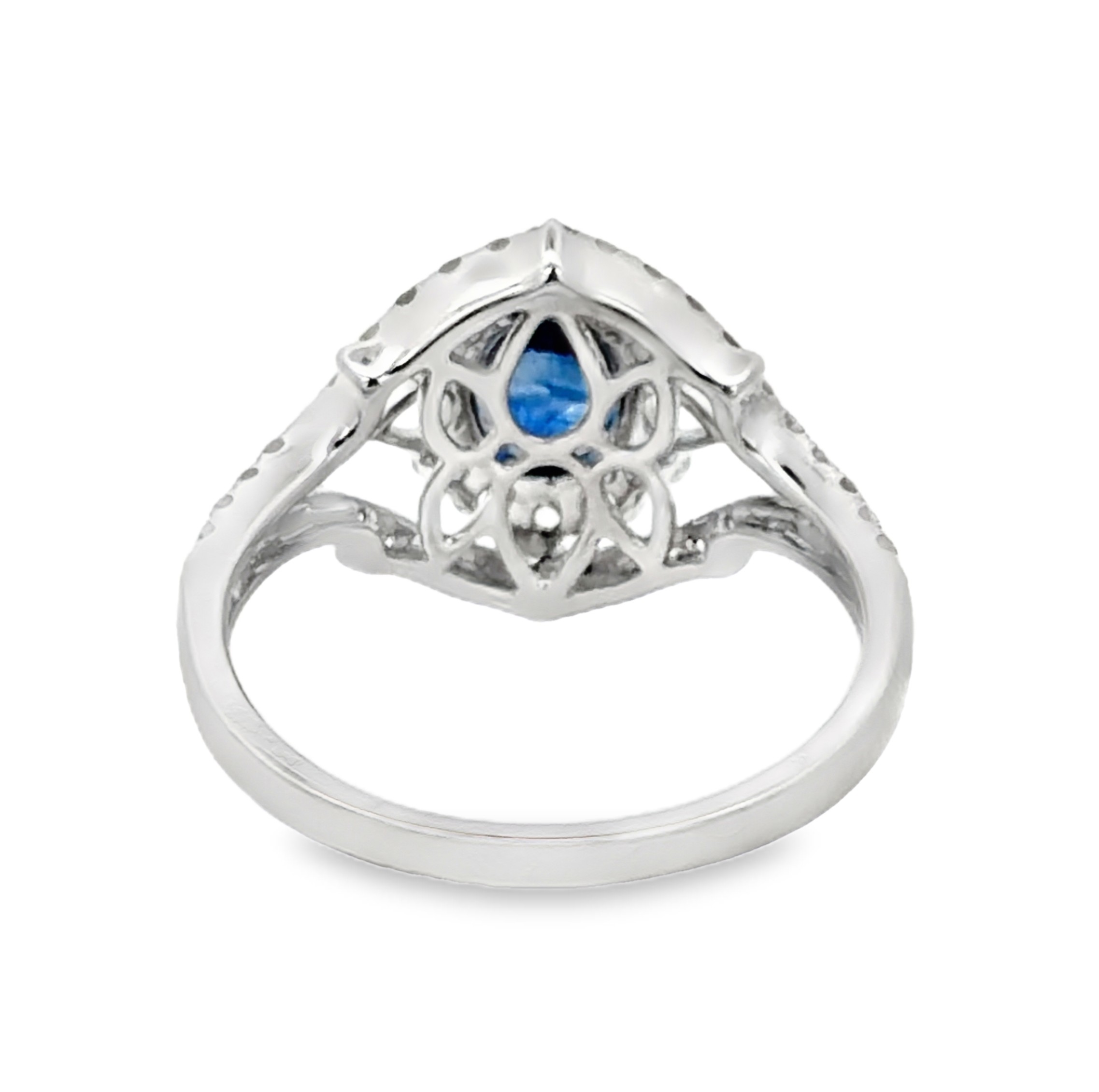Blue Sapphire and Rose Cut Diamond Ring