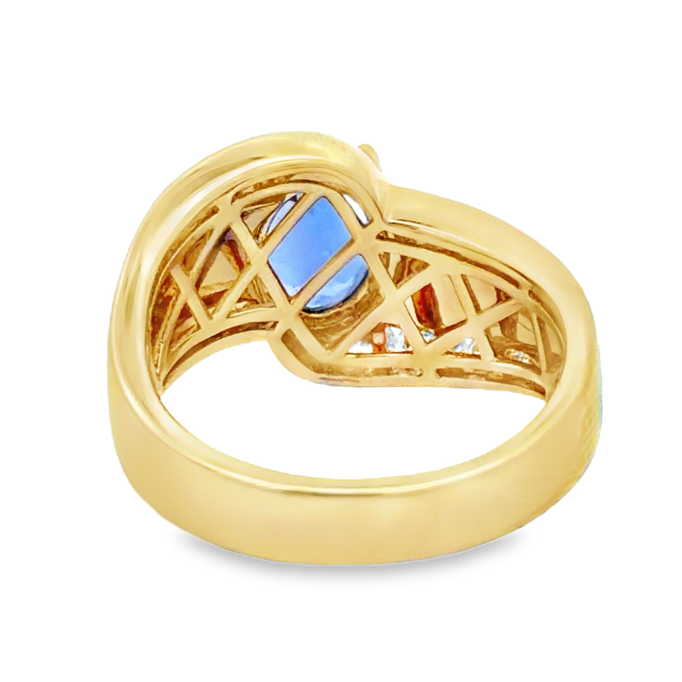 Tanzanite, Inlay Opal and Diamond Ring