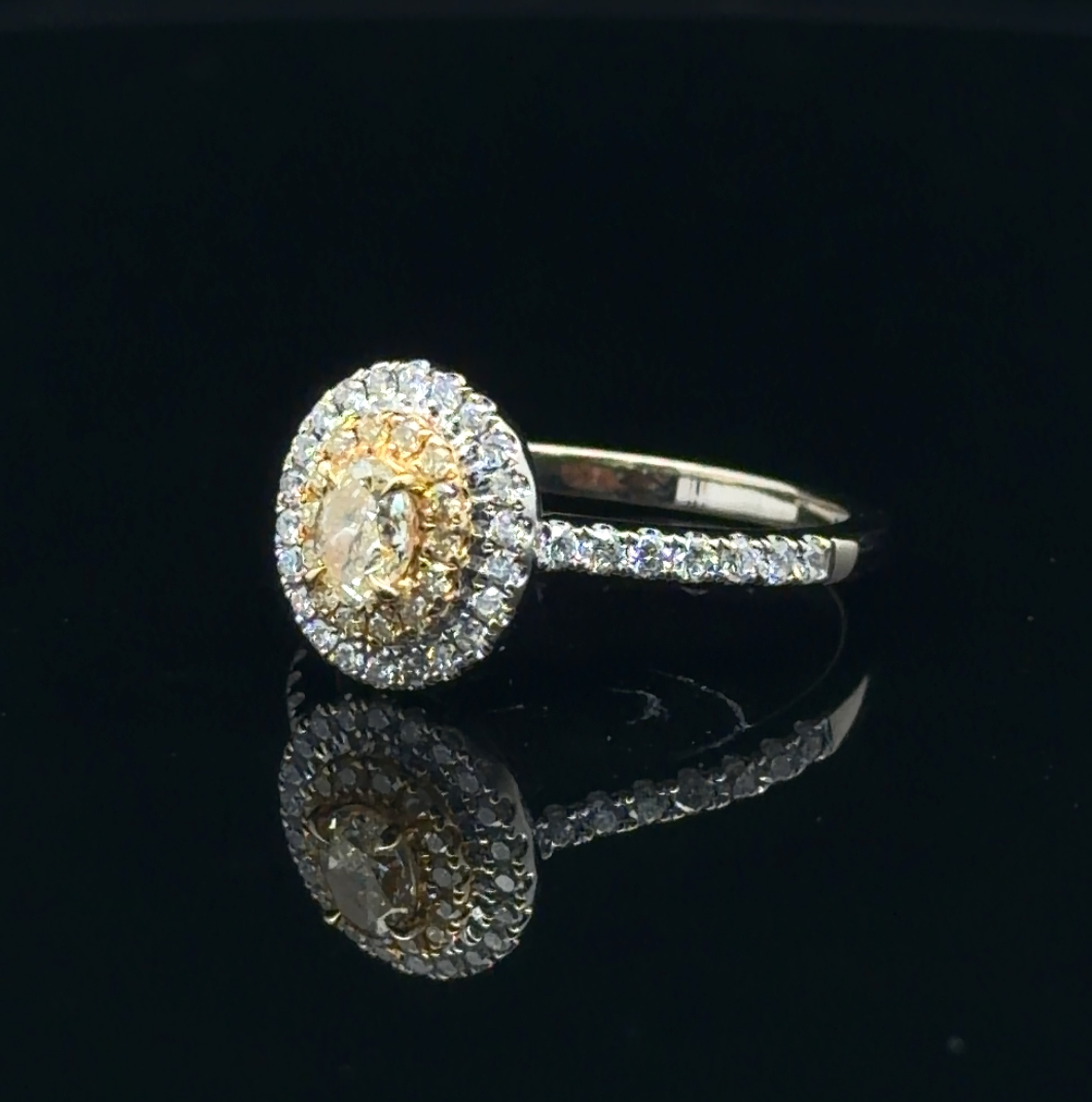 18K Double Halo Fancy Diamond Ring