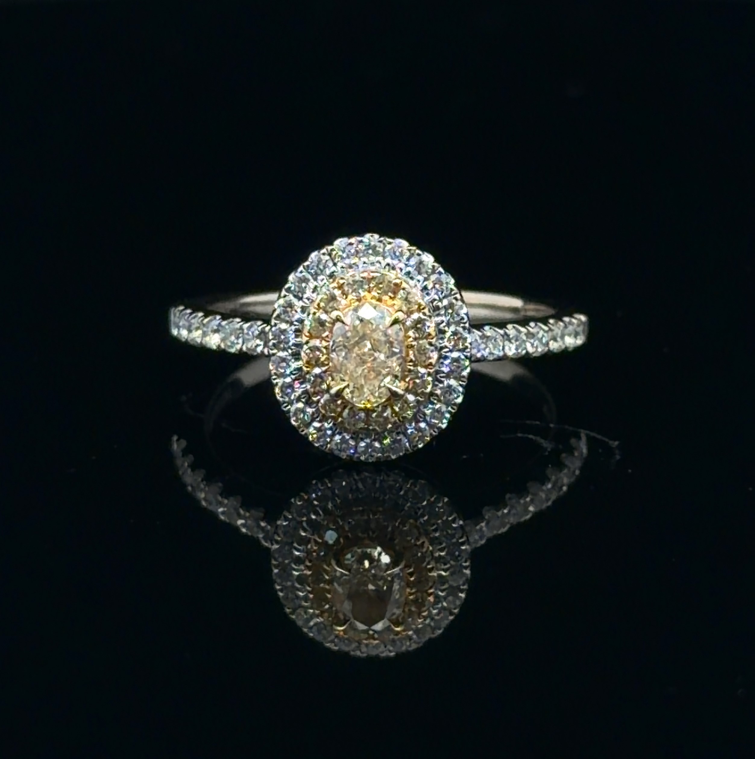 18K Double Halo Fancy Diamond Ring