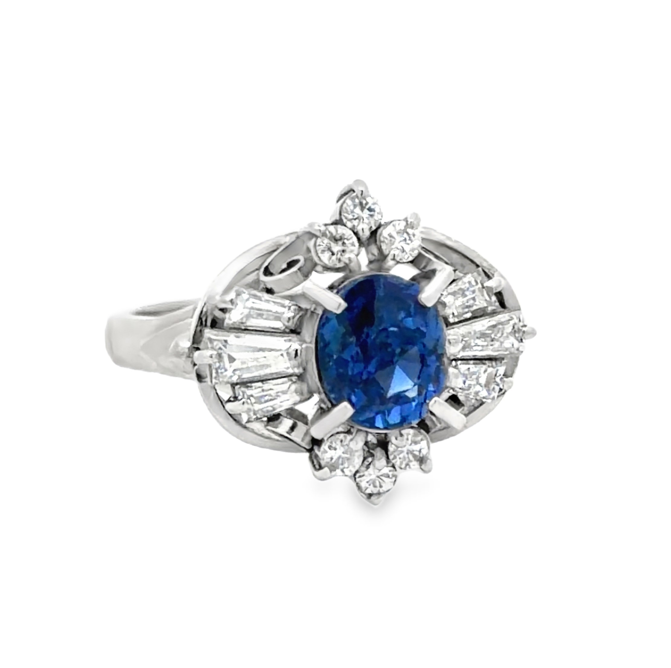 Natural Sapphire and Diamond Ring