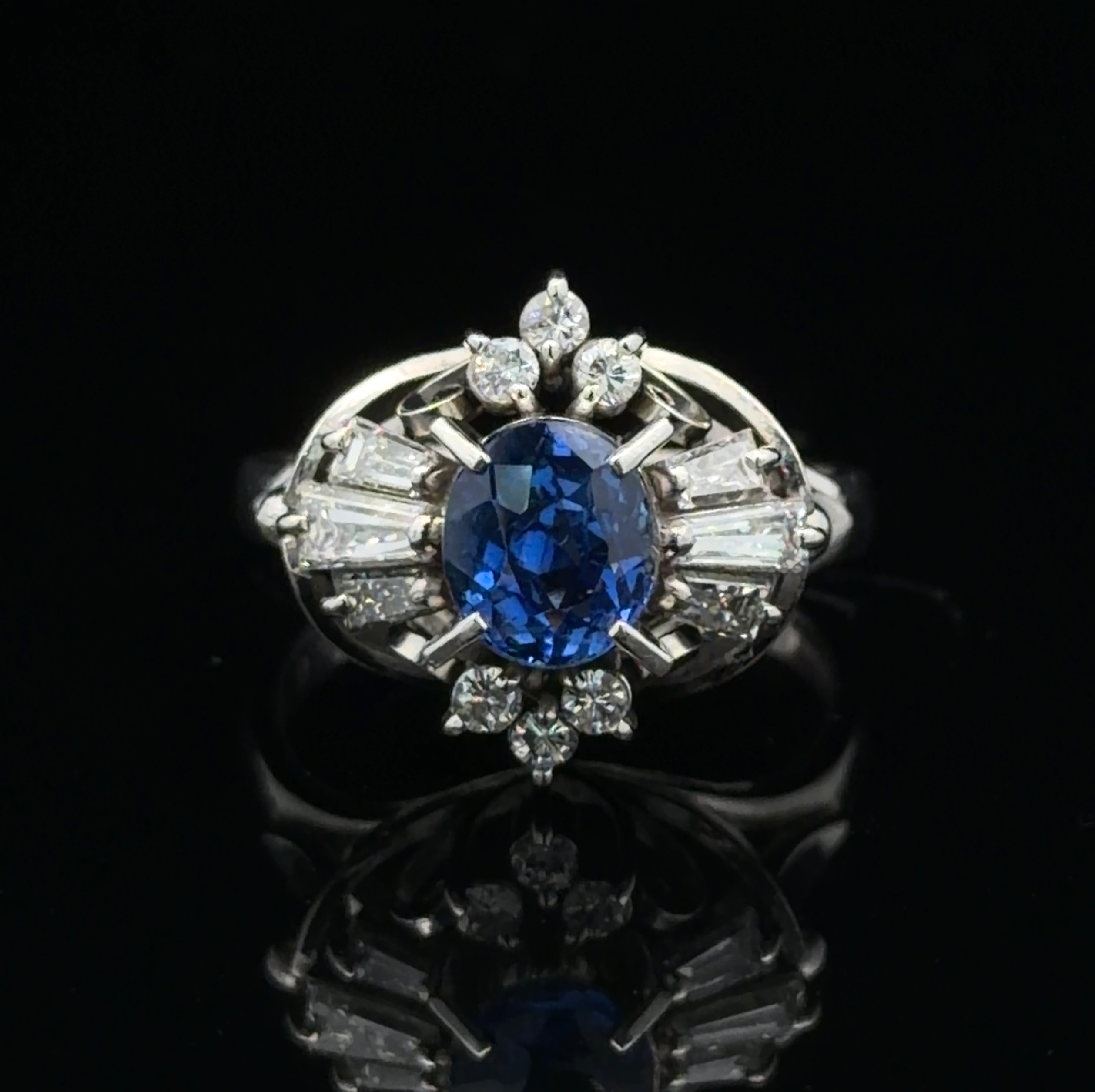 Natural Sapphire and Diamond Ring