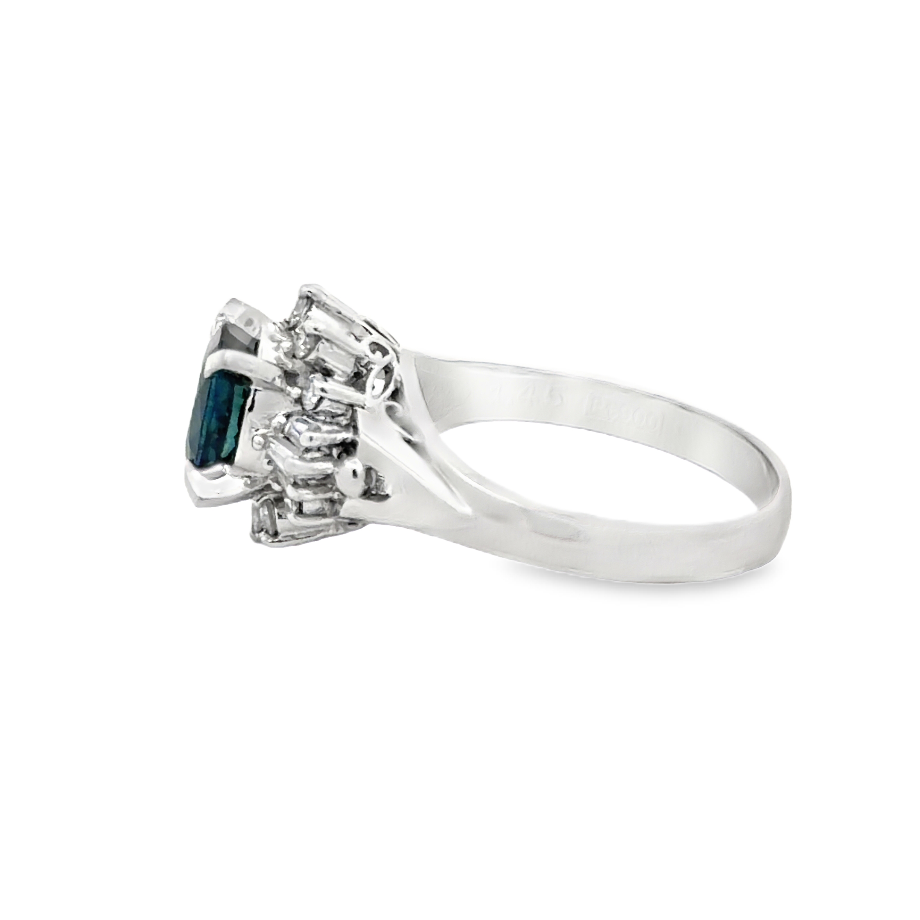 Natural Sapphire and Diamond Ring in Platinum