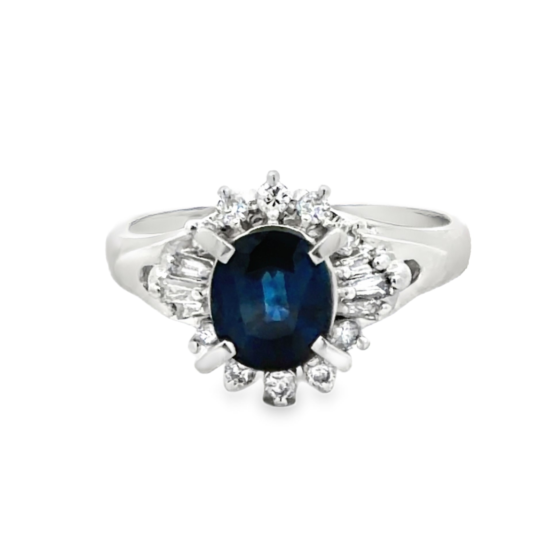 Natural Sapphire and Diamond Ring in Platinum
