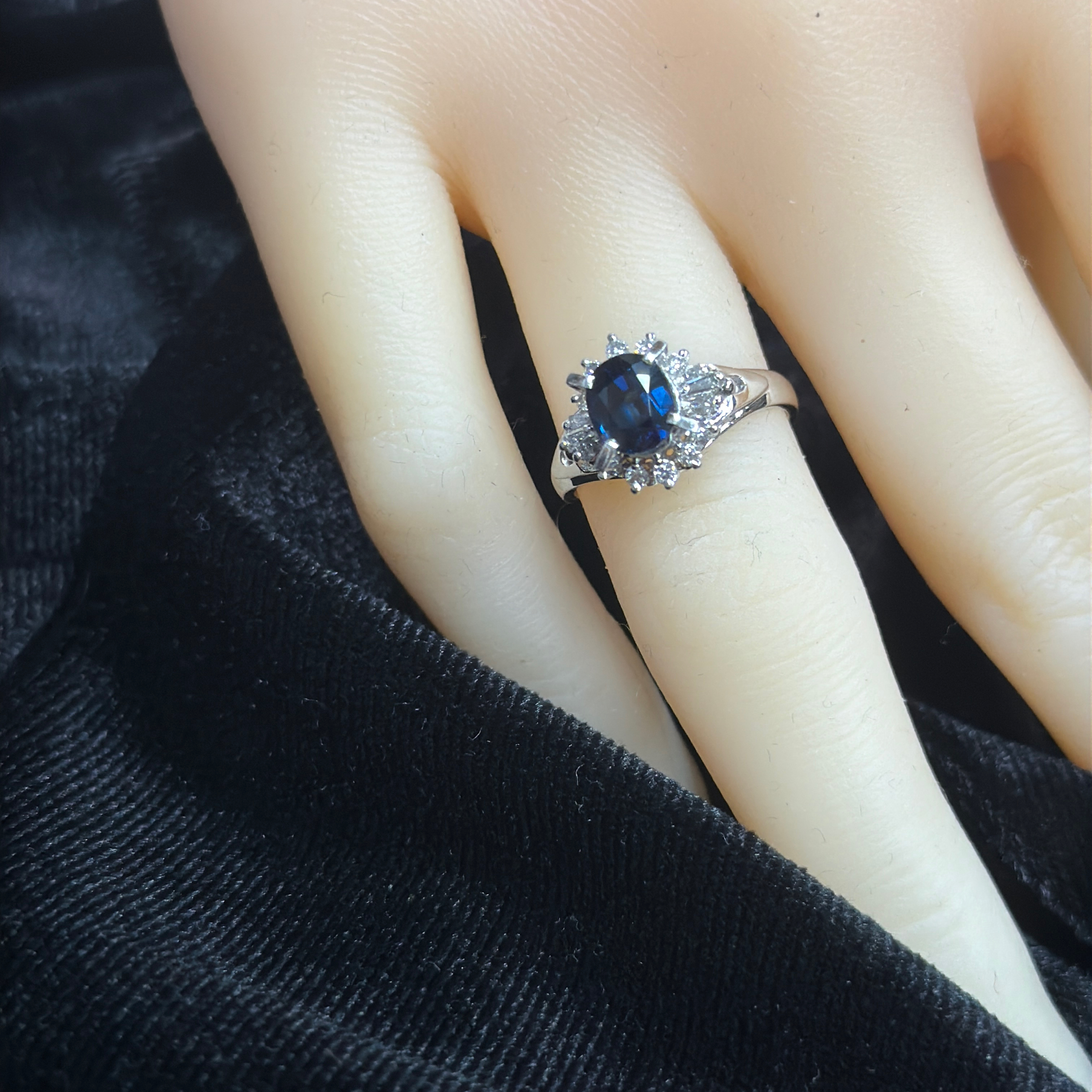 Natural Sapphire and Diamond Ring in Platinum