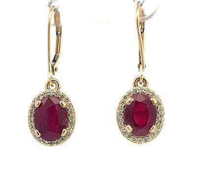 Burma Ruby & Diamond Earrings. ISL2418/12-ONSS 
An elegant pair of dangle earrings featuring two 