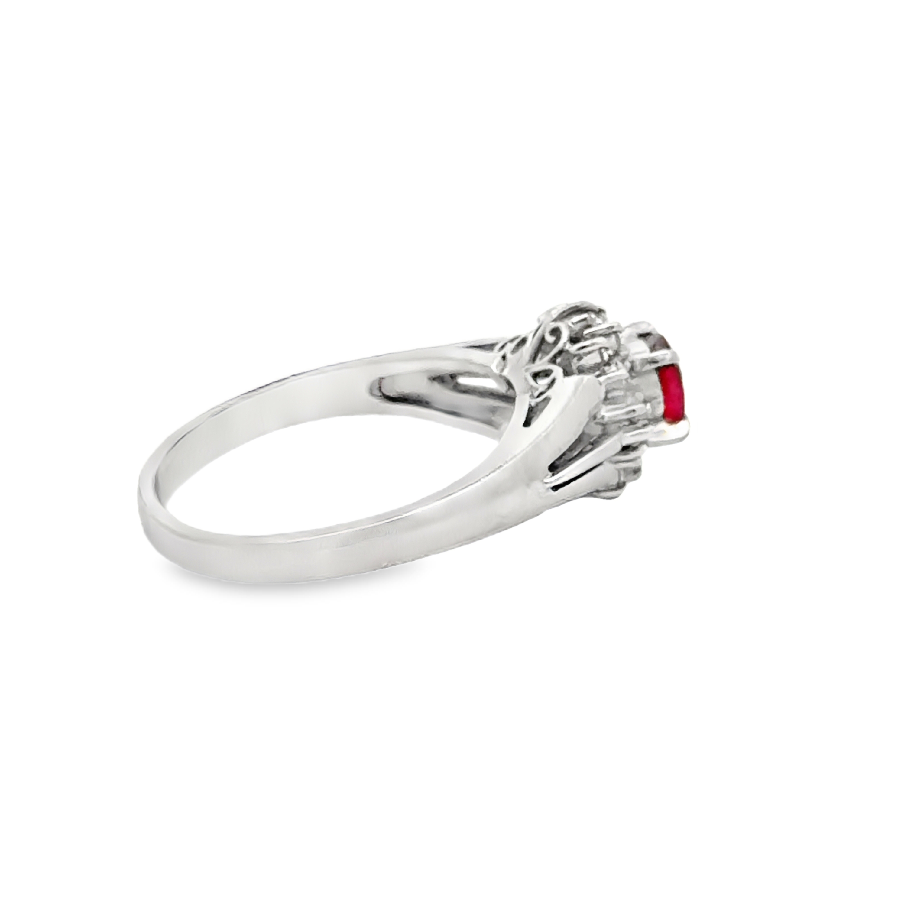 Natural Ruby and Diamond Ring in Platinum
